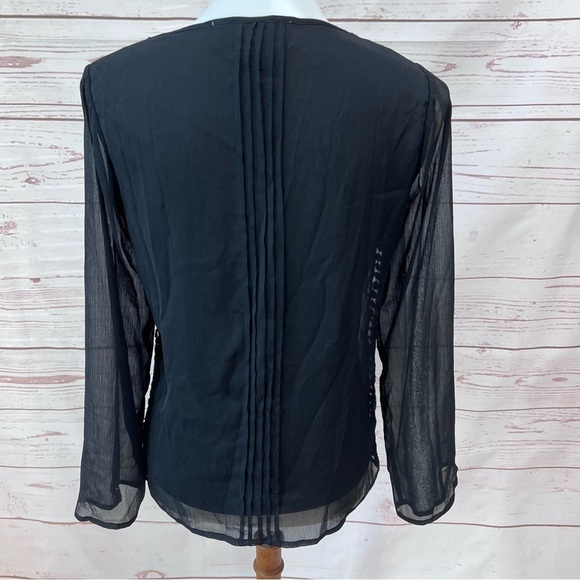 Badgley Mischka American Glamour Crochet Lace Sheer Sleeve Blouse - Picture 8 of 8